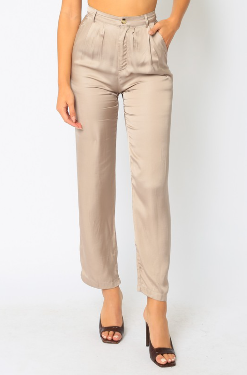 Laurena Satin Pant - Chai